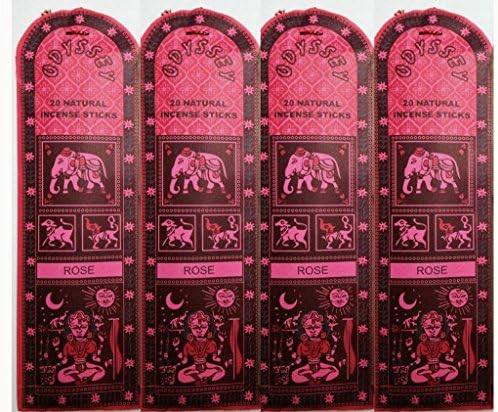 Tiger54 LLC Rose Incense Sticks, Natural and Handmade, Burning Time: 60 Hours - Pack of 80