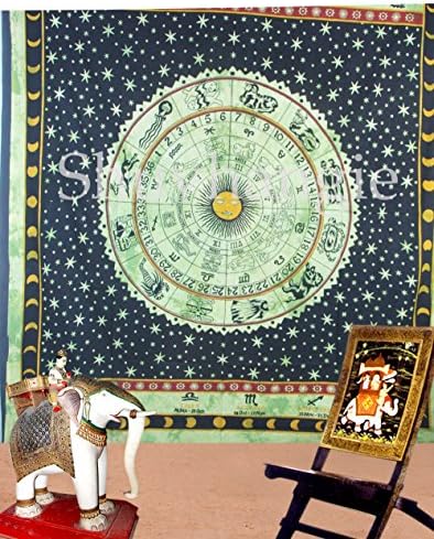 Zodiac Tapestry, Queen Horoscope Tapestry, Mandala Tapestry, Wall Hanging ,Curtain Wall Tapestry, 92" X 86" Shubhangie