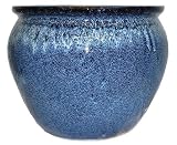 Ceramic planter / fishbowl - hand glazed, cobalt blue, 16D