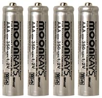 Moonrays 97126 Rechargeable NiCd AAA Batteries for Solar Powered Units, AAA, 4 Pack