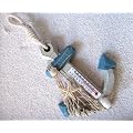 Deko Anker 17cm mit Thermometer und Haken Holz m. Seestern Muschel