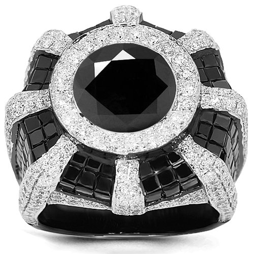 14K Gold PVD Plated Mens Diamond Ring  Black 