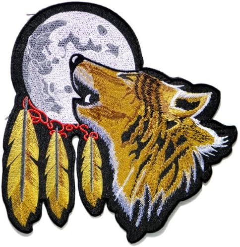 Big Jumbo Large Full Moon Lone Wolf fox Patch Sew Iron on Embroidered 9.5"x 10"