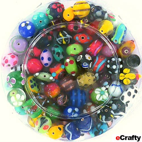 eCrafty's Everything But the Kitchen Sink! ONLY LAMPWORK Glass Beads Mix 1/2 Lb