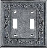 Leaf Double Pewter Switch Plate