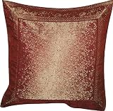 ShalinCraft Pillow Cover Decor Items India Unusual Gift Ideas Silk Fabric 16x16 inches (bcbr217)