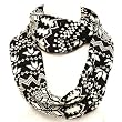 Knit Chain Circle Loop Eternity Scarf Snow Flake Black with White & Brown