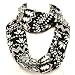 Knit Chain Circle Loop Eternity Scarf Snow Flake Black with White & Brown