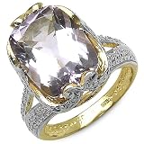 6.50 Carat Genuine Pink Amethyst & White Topaz Sterling Silver Gold Plated Ring
