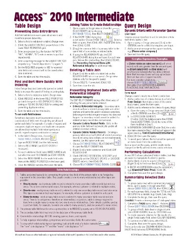 microsoft access 2010 intermediate quick reference guide cheat sheet of instructions tips  shortcuts laminated