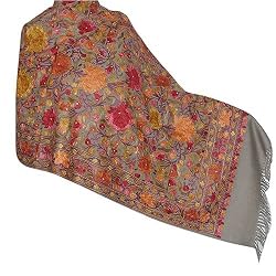 Shawl Wrap Scarf Kashmir Sozuni Design Wool Embroidery 28 x 75 inches (ebsp008)