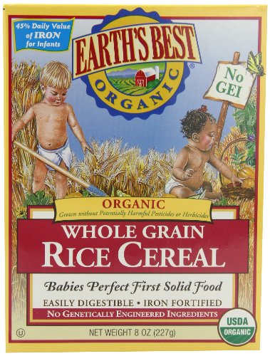 Earth's Best Organic Whole Grain, Rice Cereal, 8-Ounce Box (Pack of 12)