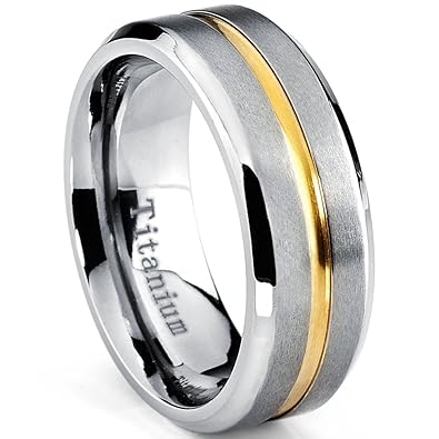 7mm titanium and gold wedding ring