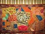 Review mogulinterior.com  / Burnt Orange Spectacular Zardozi India Sari Tapestry Wall Hanging Throw Large
