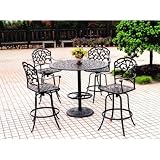 Darlee Catalina Pedestal Cast Aluminum Outdoor Patio Bar Set With Cushions - 42 Inch Round - Antique Bronze
