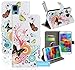 Galaxy S5 Case,Tradekmk(TM) Colorful Butterflies with Circle Wallet Leather Case Cover with Credit ID Card Slots and Stylus Pen Fit For Samsung Galaxy S5 I9600