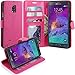 Note 4 Case, LK Galaxy Note 4 Wallet Case, Luxury PU Leather Case Flip Cover with Card Slots & Stand For Samsung Galaxy Note 4, HOT PINK