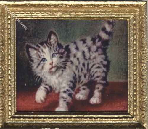 Dollhouse Miniature Framed Print of a Tabby Kitten
