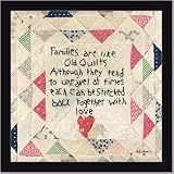 Family Quilt Folk Art Primitive Print Sign~FRAMED
