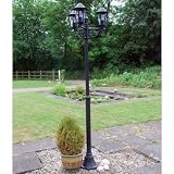 MADRID OUTDOOR TRIPLE HEAD GARDEN LAMP POST LIGHT BLK
