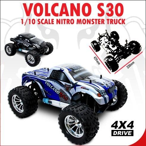 REDCAT RACING VOLCANO ~ NEW ~ RADIO CONTROL ~ S30 MONSTER TRUCK ~ 1/10 SCALE NITRO ~ BLUE