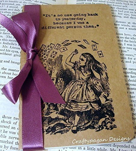 Alice in Wonderland Mini Journal Altered Small Pocketbook Cahier Paper and Ribbon Choice