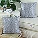 CaliTime Faux Silk Throw Pillow Cover Case for Couch Sofa Home Decor Two-Tone Circles Rings Geometric Chain Embroidered 18 X 18 Inches Gray