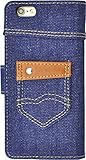 PLATA iPhone アイフォン 6 6s 4.7 インチ 用 ポケット 付き デニム ケース ポーチ 手帳型 カバー iPhone6 iPhone6s 【 インディゴ ネイビー 紺 濃い青 】 IP6-5054-B