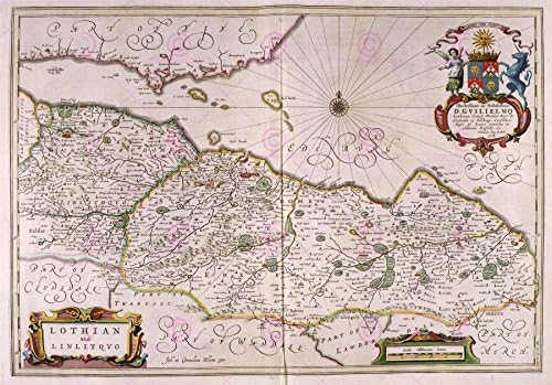 MAP ANTIQUE BLAEU SCOTLAND 1654 LOTHIANS OLD LARGE REPLICA POSTER PRINT PAM0614