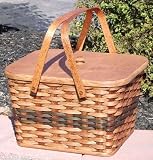 Amish Handmade Small Picnic Basket w/Swinging Handles