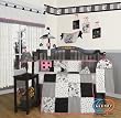 Boutique Beautiful Black White Flower & Dot 13PCS CRIB BEDDING SET