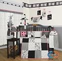 Boutique Beautiful Black White Flower & Dot 13PCS CRIB BEDDING SET