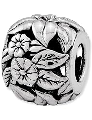 Reflection Beads Silver Hibiscus Garden Flower Bead