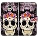 Bfun Packing Purple Flower Floral Skull Wallet Leather Cover Case For Samsung Galaxy S5