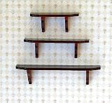 Dollhouse Miniature Set of 3 Mahogany Wall Shelves