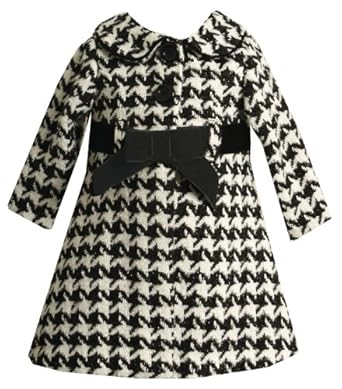 Bonnie Jean Toddler Girls Houndstooth Boucle Coatset with Lurex Trim