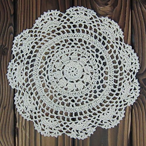 Homeaholic Cotton Handmade Crochet Lace Doilies Tablecloths Placemats, Mugs Glasses Coaster Set, Pack of 4, Blossom #26 - 8.5''