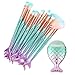 Funfunman Makeup Brushes 11PCS Make Up Foundation Eyebrow Eyeliner Blush Cosmetic Concealer Brushes(Mermaid Colorful)