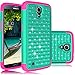 Samsung Galaxy Mega 6.3 Case, EC™ Elegant Studded Rhinestone Case, Hybrid Dual Layer Diamond Case Cover for Samsung Galaxy Mega 6.3 (Teal/Hot pink)
