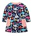 Girls Cotton Birds Animals Print Crewneck Long Sleeve T-Shirt Dress (Dinosaur, 5-6Y)