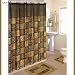 Leopard 15-Piece Bathroom Set: 2-Rugs/Mats, 1-Fabric Shower Curtain, 12-Fabric Covered Rings