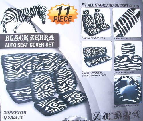 White Zebra 11 PC Seat Cover Combo