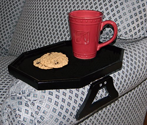 WOODEN CLIP ON ARM TABLE WITH PROTECTIVE LIP - BLACK BY JUMBL