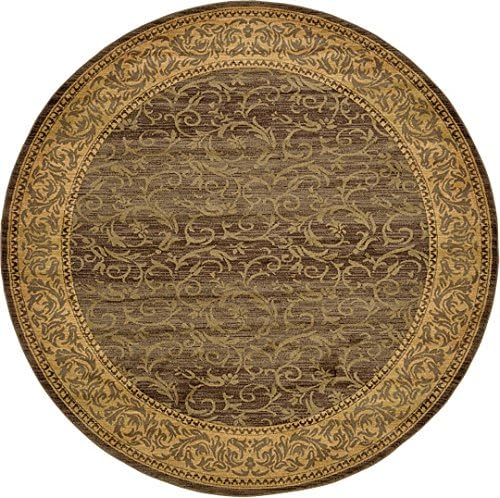 8' 0 x 8' 0 Round Classic Aubusson Brown Rug