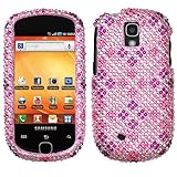Plaid Hot Pink/Purple Diamante Phone Protector Cover for SAMSUNG T589 (Grav ....