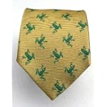 100% Silk Woven Gold Frogs Tie