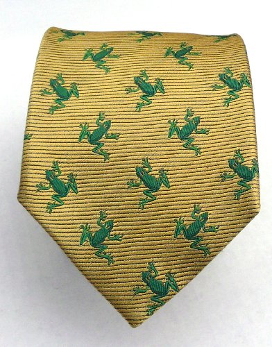 100% Silk Woven Gold Frogs Tie