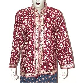 The Jacket - Ladies Outerwear Wool Fabric Hand Embroidery Handmade in Kashmir Size XL by ShalinCraft