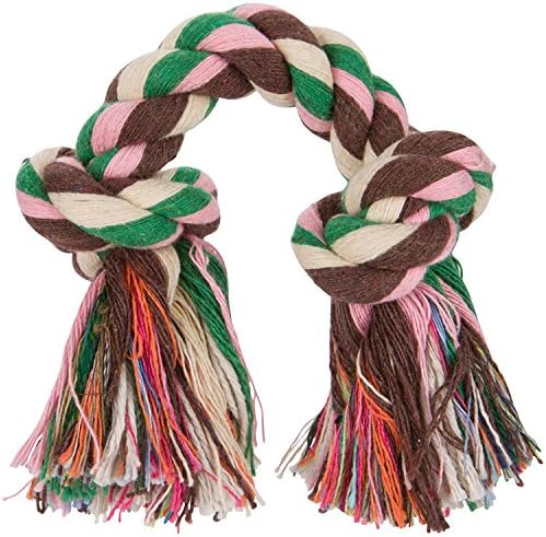 WHOLENESS PET Rope Chew toy for SMALL DOGS - Shaped like a Bone, Weighted To Be Thrown and Fetched