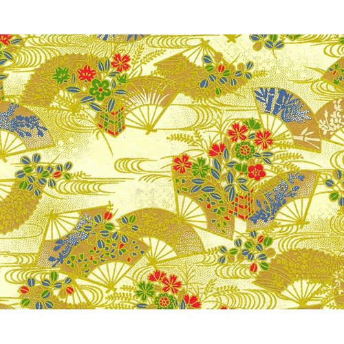 友禅纸 扇と花笼 A3版 友禅纸扇和花篮A3版 摩西摩西购物网